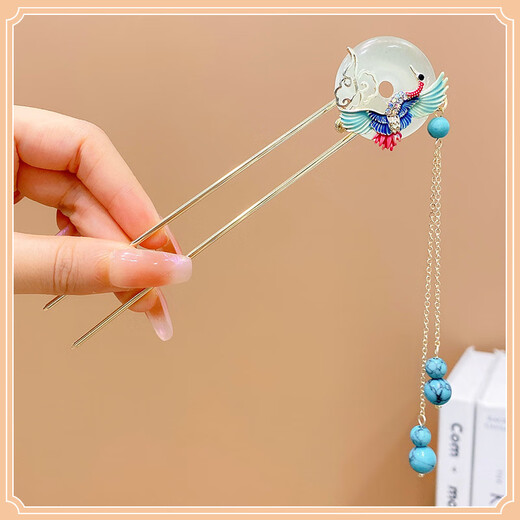 Duti children's ancient style Hanfu headdress super fairy-step rocking hairpin girl's sweet horse face skirt temperament hairpin hair accessories girl 12# flower blooming pinellia