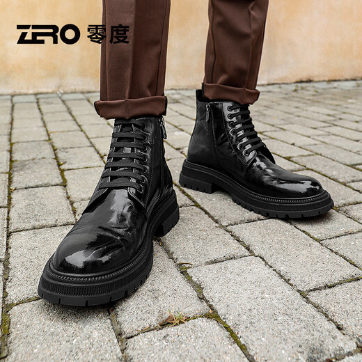 Botas de Martin Zero en invierno Nuevo Lace-up negro más Velvet Botas de cuero cálido Botas gruesas Suelas al aire libre Negro 40 40