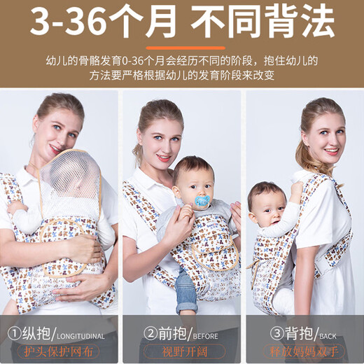 贝可斯（beecosy）婴儿背带老式传统外出简易四爪绑带儿童抱带前后两用宝宝后背广东 大号彩米奇自扣款