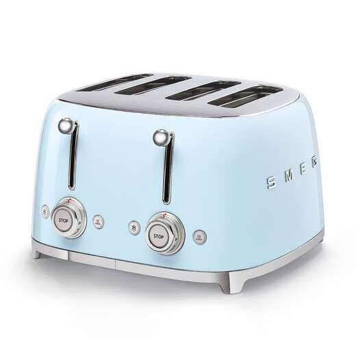 SMEG Italian retro toaster toaster sandwich breakfast machine toaster multi-functional household 6-speed baking TSF03 blue (four-piece)