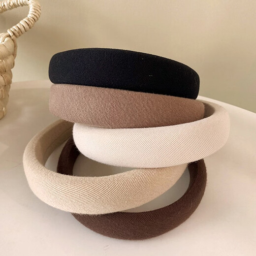 Bo Naling high cranial pressure hair, face-washing headband, wide-brimmed, elegant headband, high-end headwear, trendy Japanese and Korean style headband, 4 pack, white + khaki + light coffee + dark coffee