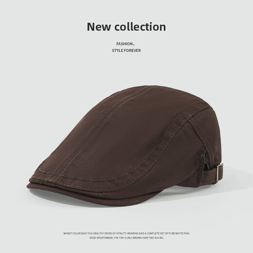 CHICORA British style painter hat fashion newsboy hat women summer new forward cap peaked cap versatile simple retro casual 239 forward hat-beige one size (55-58cm)