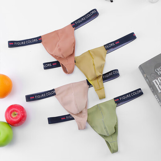 Men's underwear, men's low-waist thong sexy single thong nylon pure lust style personality hot T-shaped fitness sports 0 caramel color 1 piece XL