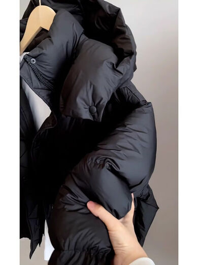 Semir Down Cotton Jacket Women's Short 2025 Winter New Hooded Thickened Bread Jacket Loose Winter Cotton Jacket Black S 80-105Jin Jin is equal to 0.5 kg
