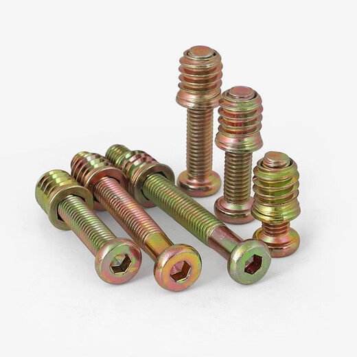 Jans hard countersunk head hexagonal embedded nut iron internal and external teeth furniture nut with media without media color zinc straight-through connector M6*25 screw + nut (20 sets)