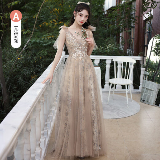 Huanli 2020 bridesmaid dress fairy temperament long style covering the flesh new bridesmaid group dress sister dress wedding bestie dress slimming A style L