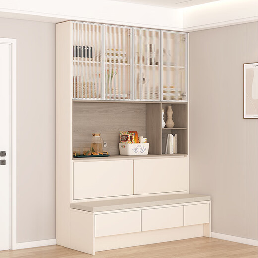 Qiangxiang door shoe cabinet corner card seat sideboard integrated wall wine cabinet dining table and chair combination multi-functional storage cabinet G367 Style 1 2000*2500*2400