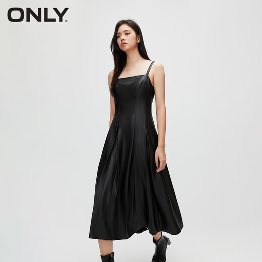 ONLY秋冬时尚休闲百搭纯色吊带百褶连衣裙女|12347Y001 H1Z黑色BLACK S 160/80A