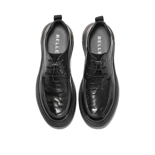 Belle Cool Ya Business Shoes Men's Shopping Mall Same Style Cow Leather Pleated Casual Leather Shoes 8CA01CM3 Black 40 (250mm)