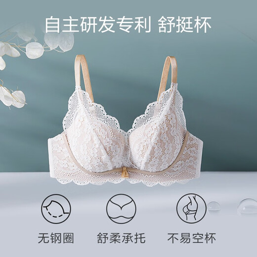 Fandecie Comfort Cup Lace Underwear Women's Wireless Small Breast Push Up Comfortable Breast Control Bra FBW0331 Skin Color SKN 70A