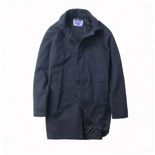 JEEP SPIRIT吉普春秋男款潮流欧美翻领工装纯棉风衣美式复古中长款休闲外套男 深蓝色 单衣款(现货) S -适合体重120斤内