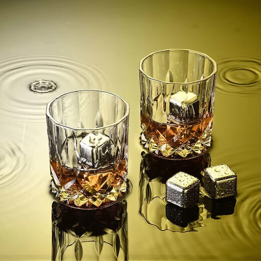 JD Logistics Western wine glass, high-looking whiskey glass, creative glass beer glass, home cup set, Aobo cup 225ml, 6 pieces + metal cup holder