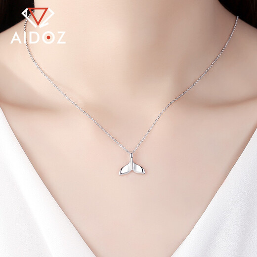 Aido Diamond pt950 platinum fishtail pendant women's fashion platinum pendant gift for girlfriend single pendant 0.9-1.1g + delivery silver chain