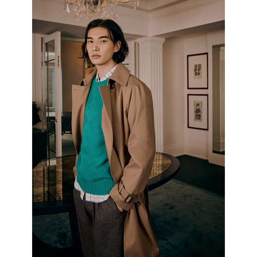 beanpole【新年礼物】商场同款中长款男双排扣英伦风休闲纯色通勤翻领风衣 米色 L 180/96A