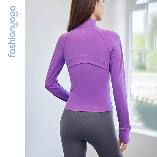 Fansheng Yoga laufende Fitnesskleidung für Frauen schlanker, hüftrümpfte kurze langärmelige nackte elastische Sportjacke Jacke Strickjacke FC12858 Nude White L.