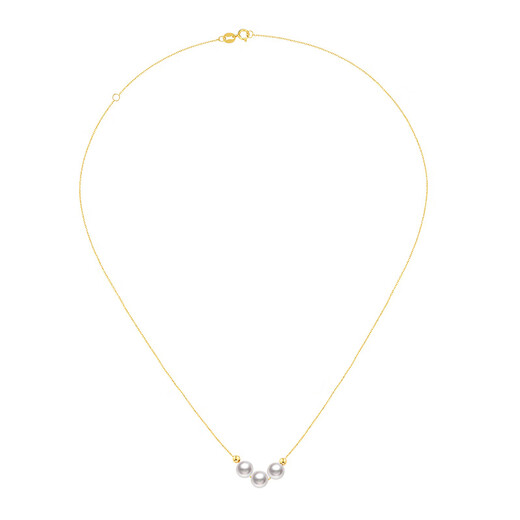 Muqin Seawater Akoya Pearl Smile Necklace 18K Gold Pendant Clavicle Chain Necklace Fashionable and Versatile Gift for Girlfriend 18