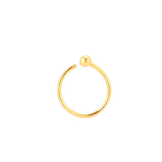 Junkiss Pure Gold Earrings Earrings Pure Gold 999 Round Plain Rings Fashionable Women's Earrings Adzuki Bean Earrings for Ear Holes, Thickness 0.65mm, Inner Diameter 5mm, Approximately 0.24g (single
