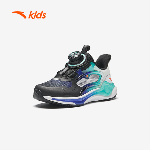 Anta-Kinder-Turnschuhe Mädchenschuhe Frühlingsknöpfe bequeme Mesh Spleißen Lingyun Laufschuhe [Jungen] Schwarz/Weiß/Blau/Grün 9903-2 25