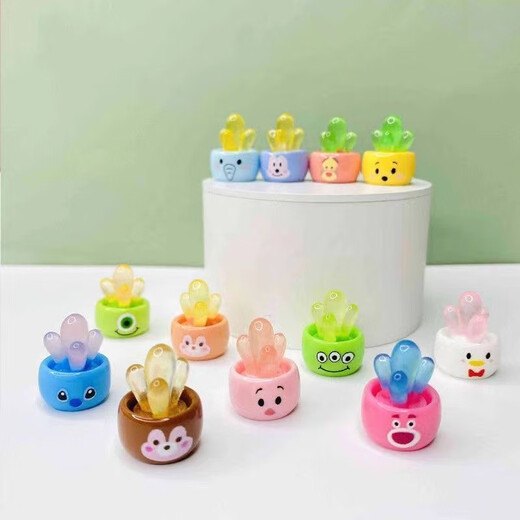 Luminöse Kaktus -Ornamente in der Autozentrum Konsole Dekoration DIY Accessoires Kinder Studenten belohnen kleine Geschenke Leuchtend Cartoon Sukkulente Kaktus Set 12