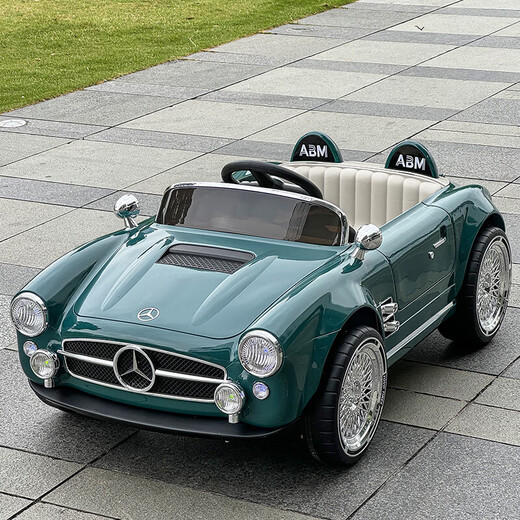 Kangshuai Aibeimei Kinder-Elektroauto mit vier Rädern, kann mit Fernbedienung sitzen und fahren, 1–3–6 Jahre alt, 5 Spielzeugauto, Kind, Baby, Retro-Kinderwagen, rot lackiert, 12 V + Ledersitz + funktionale Fernbedienung