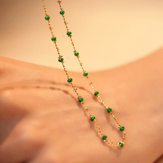 COASZE 18K gold baby's breath necklace, versatile enamel plain chain, classic versatile women's clavicle chain for wife and girlfriend. 18K gold enamel necklace, 45cm, about 2.1 grams