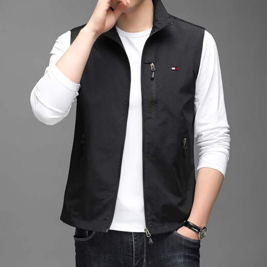 Tommybull American Tommy Tommy Men's Autumn and Winter Jacket Vest Versátil Versátil Versatil Vests Collar de pie Collar de pie Azul 686 L [Peso sugerido 130-145 Jin [Jin equivale a 0.5 kg]]]