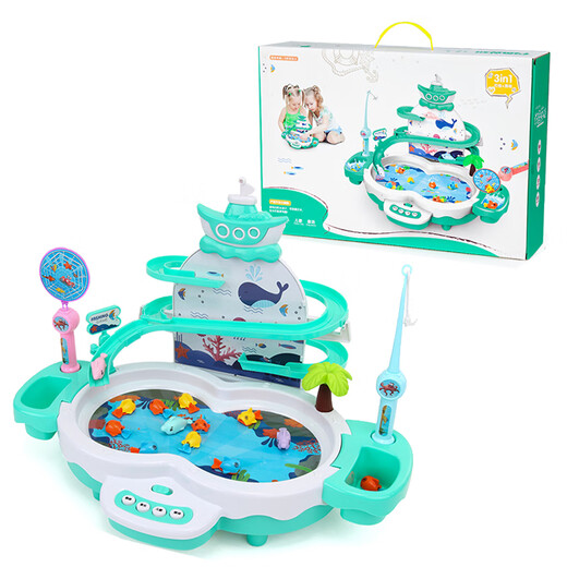 Short Cloud Magnetic Fish Dolphin Fishing Rod Fishing Toy Children's Electric Fish Hook Baby 2-3 Years Old Fishing Fish Playing Water Playing Fishing 3 Dolphins