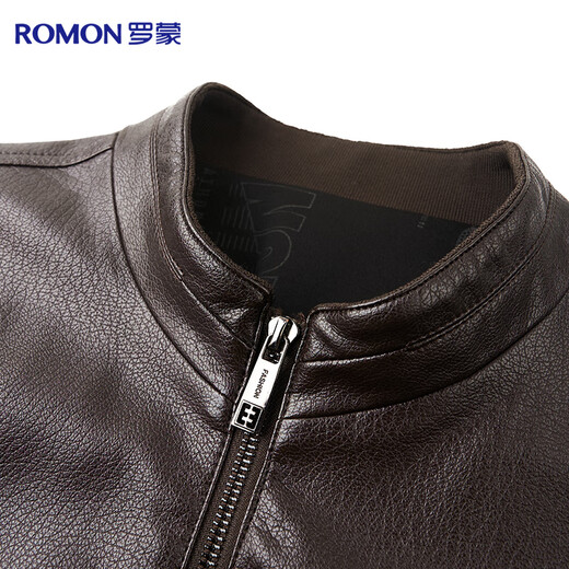 Luo Meng Leather Jacket Men's Autumn and Winter Middle-aged Velvet Thickened Stand-Collar Jacket Warm Leather Jacket Middle-aged and Elderly Men's Top