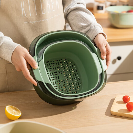 Modern Housewife Sink Basin Drain Basket Home Kitchen Double Layer Sink Basket Filter Water Wash Basin Living Room Fruit Plate Transparent White-Double Layer Sink Basin-Large-5L