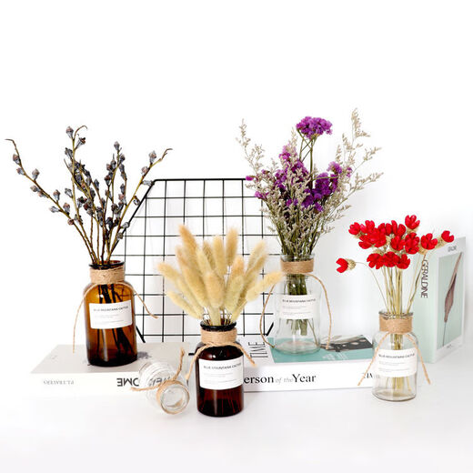 AIMAN ins air-dried flower bouquet home decoration small fresh living room flower arrangement internet celebrity decoration baby's breath eternal flower SN reddish brown lover's grass