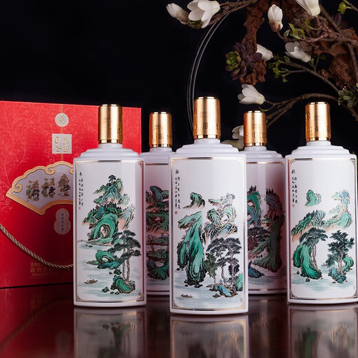 Produced by Wuliang Luzhou Wuliangye Yibin General Factory, Liquor Luxury Flavor, Self-drinking and Banquet Collection, New Year's Gift Wine, 52 Degrees, 500mL, 5 Bottles, Fortune, Luxu, Shou, Wealth and Fortune Gift Box
