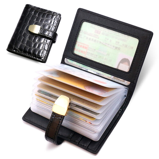 LAI Patrón de cocodrilo Crocodile Bag Card Bag Men and Women Multi-tarjetas Banco Banco Boba Tarjeta de presentación Tarjeta de tarjetas Tarjetas Tarjetas de conductor Licencia de conducir Caso de cuero Negro