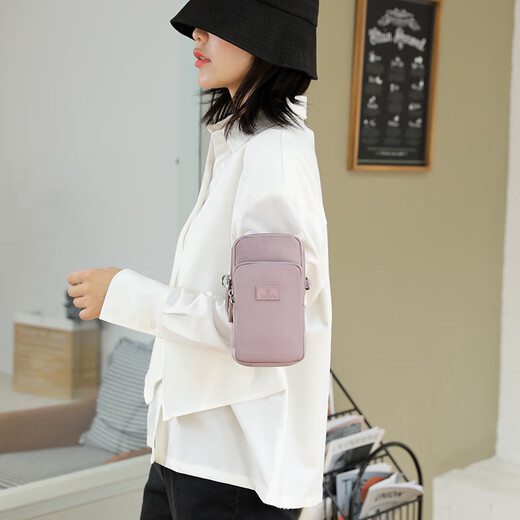 Jianxun Mini Mobile Phone Bag Running Sports Arm Bag Shoulder Crossbody Bag Mobile Phone Bag Wrist Fitness Women's Small Bag Light Purple