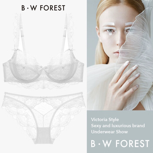 Victoria's Secret Emilysa Beautiful Back Underwear Women's 2025 New Sexy Lace Bra Set Seamless Big Breast Revealing Small Bra Burgundy (lace style) Bra + Panties 75B 34B