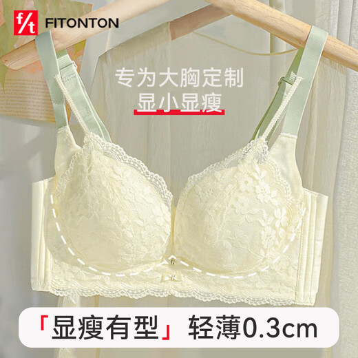 FitonTon内衣女大胸显小收副乳防下垂聚拢无钢圈薄款一体式文胸罩美背内衣