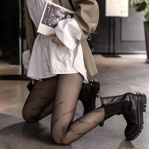 Langsha 3 pairs of fishnet stockings female letters sexy ultra-thin black stockings thin socks black bottoming pantyhose