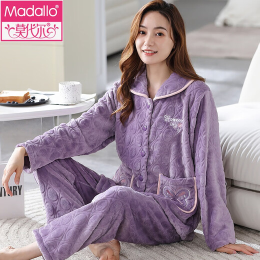 Modale Mutter Pyjama im mittleren Alter der Frauen im mittleren Alter von Frauen im Winterkorallen Fleece-Kleidungsstück mit Samtflanell warm und lose KQ3291 M (155 cm-95jin [Jin gleich 0,5 kg])
