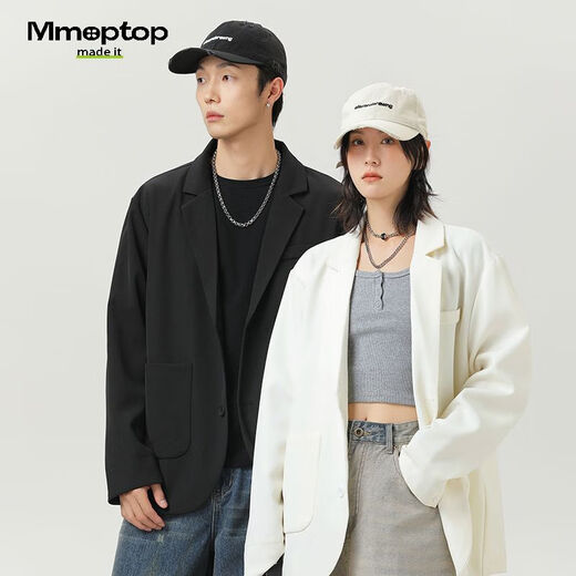 MMOPTOP high-end suit jacket men's autumn and winter solid color loose casual suit for couples 2516 matte black XL