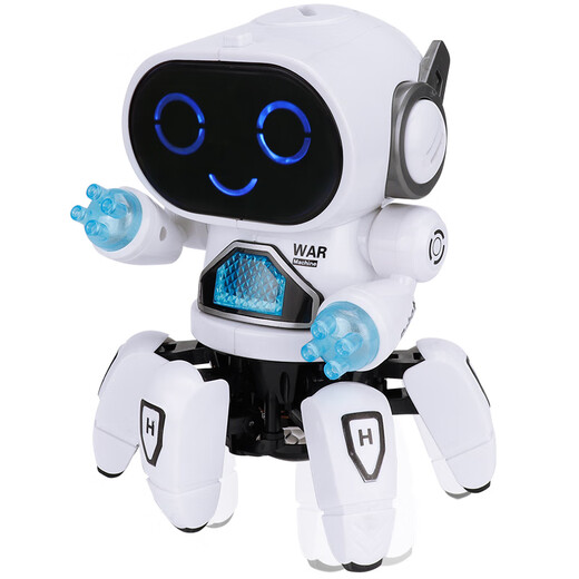 Wus Geschichte Kinderspielzeug tanzt Roboter Boy 1-3 Jahre altes Kinder 2-4 Jahre altes Mädchen Einjährig Baby Baby Elektrische Spielzeug Sechsklauen-Roboter-Weiß [Batteriemodell] Head-up-Training singen Tanz Sammeln Baby Artefakt