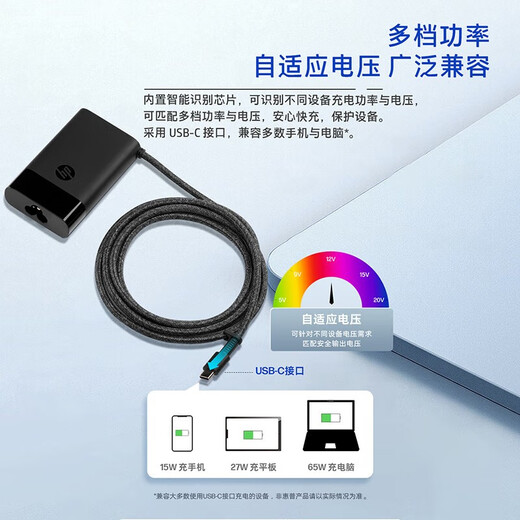 惠普（HP） 原装Type-c便携多功能笔记本电脑电源适配器USB-C小巧轻便旅行笔记本充电器 671R3AA【65W】