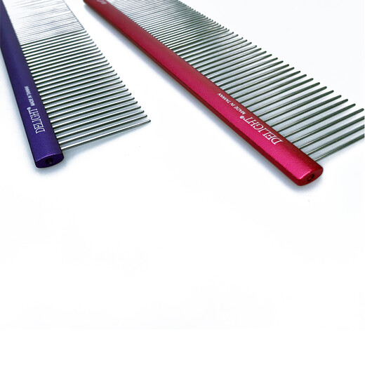 DELIGHT Pet Comb Cat and Dog Comb Ragdoll Cat Knotting Comb Teddy Bichon Dog Combing Artifact Pulling Comb DL103 Aluminum Handle Comb 19cm-Red