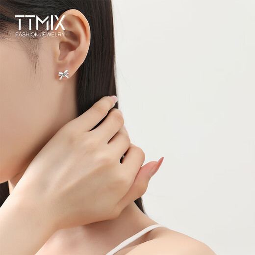 TTMIX platinum earrings for women pt950 platinum love bow earrings for pierced ears as a gift for girlfriend earrings 2.3-2.5g