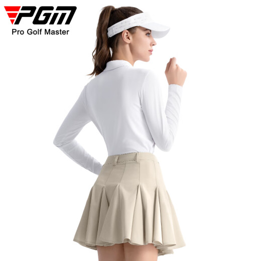 PGM高尔夫服装女装 夏季短裙A字荷叶裙 蓬蓬裙 灵动飘逸 带打底裤 YF718-白色【上衣】 S