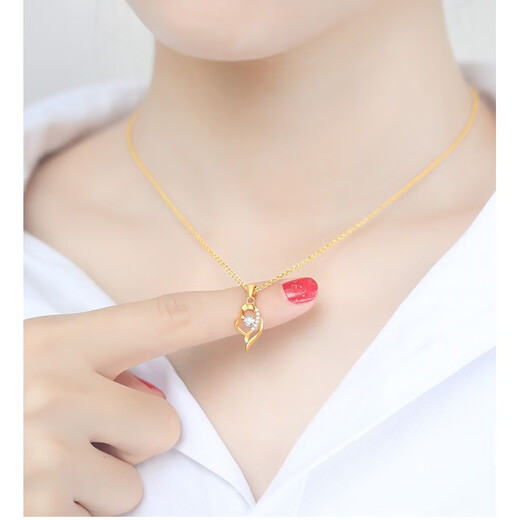 Fat Donglai's same style four-leaf clover pendant plated 18k gold 999 gold necklace women's gold 18K color gold lock four-leaf clover necklace