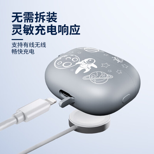 ESCASE适用iQOO TWS2耳机保护套vivo Tws4保护套硅胶亲肤软壳收纳盒包防摔超薄宇航员 高级灰+防丢挂绳