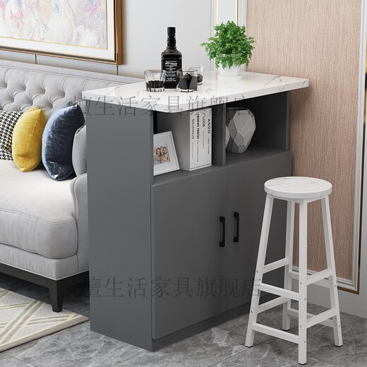 Hualaid home bar table kitchen restaurant partition cabinet multi-functional entrance cabinet modern simple small bar wine cabinet high table white cabinet + marble color countertop + white cabinet length 120 three doors