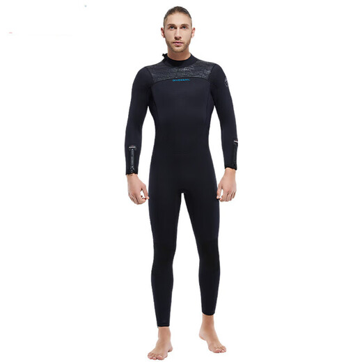 DIVE&SAIL new 5MM wetsuit plus velvet warm one-piece wetsuit thickened deep snorkeling surfing winter swimsuit men's black XL