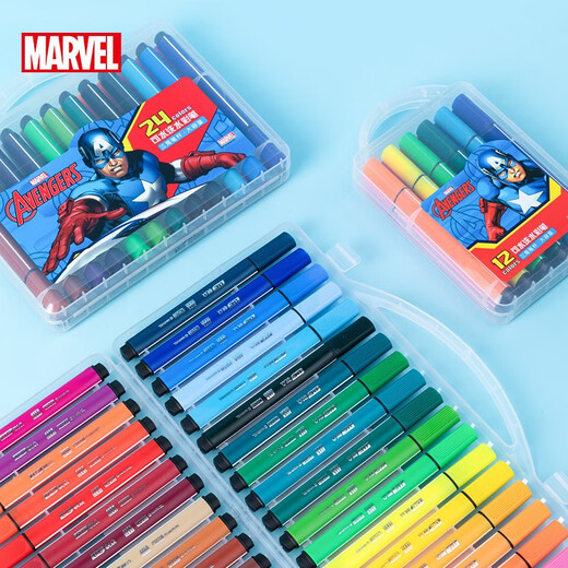 Disney 12-Farben Dreieck Stange Aquarell Stift Kinderwaschbar dicke Pole leicht zu halten Pinselstudentische Malerei Schreibwarenspielzeug Marvel DM20655-2A