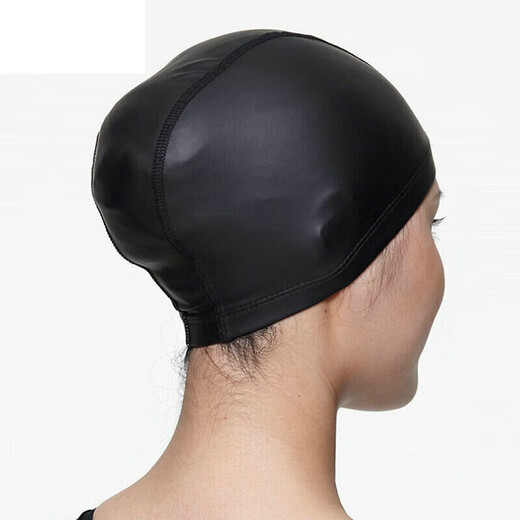 Speedo adult swimming cap made of PU material, soft, comfortable and fashionable for long hair, black