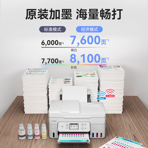 佳能（Canon）G4880/G4881/G4891加墨式高容量打印机复印扫描一体机家用手机无线连接彩色喷墨家庭办公自动双面 【G4881】3in1+自动双面+自动输稿 官方标配